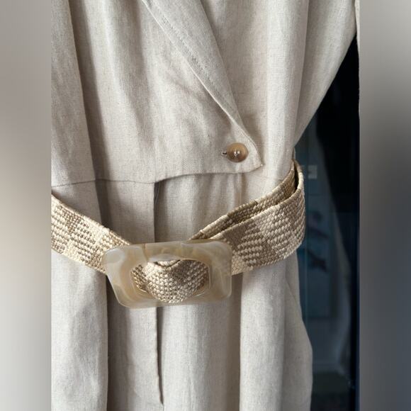 ZARA linen blend belted long sleeve jumpsuit 2157/057 A5 size small - Picture 5 of 9